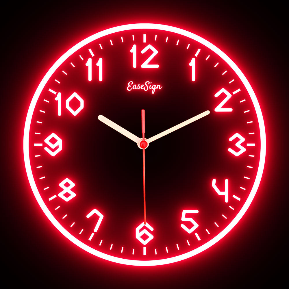 25ck0018 EaseSign Home Decor LED Light Flexible Flex illuminated Neon Wall Clock 7 Colors 10"