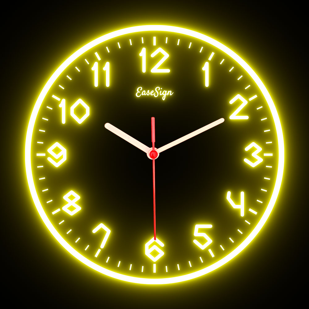 25ck0018 EaseSign Home Decor LED Light Flexible Flex illuminated Neon Wall Clock 7 Colors 10"