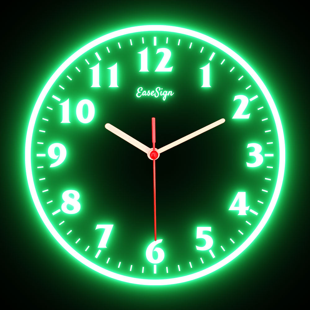 25ck0020 EaseSign Home Decor LED Light Flexible Flex illuminated Neon Wall Clock 7 Colors 10"
