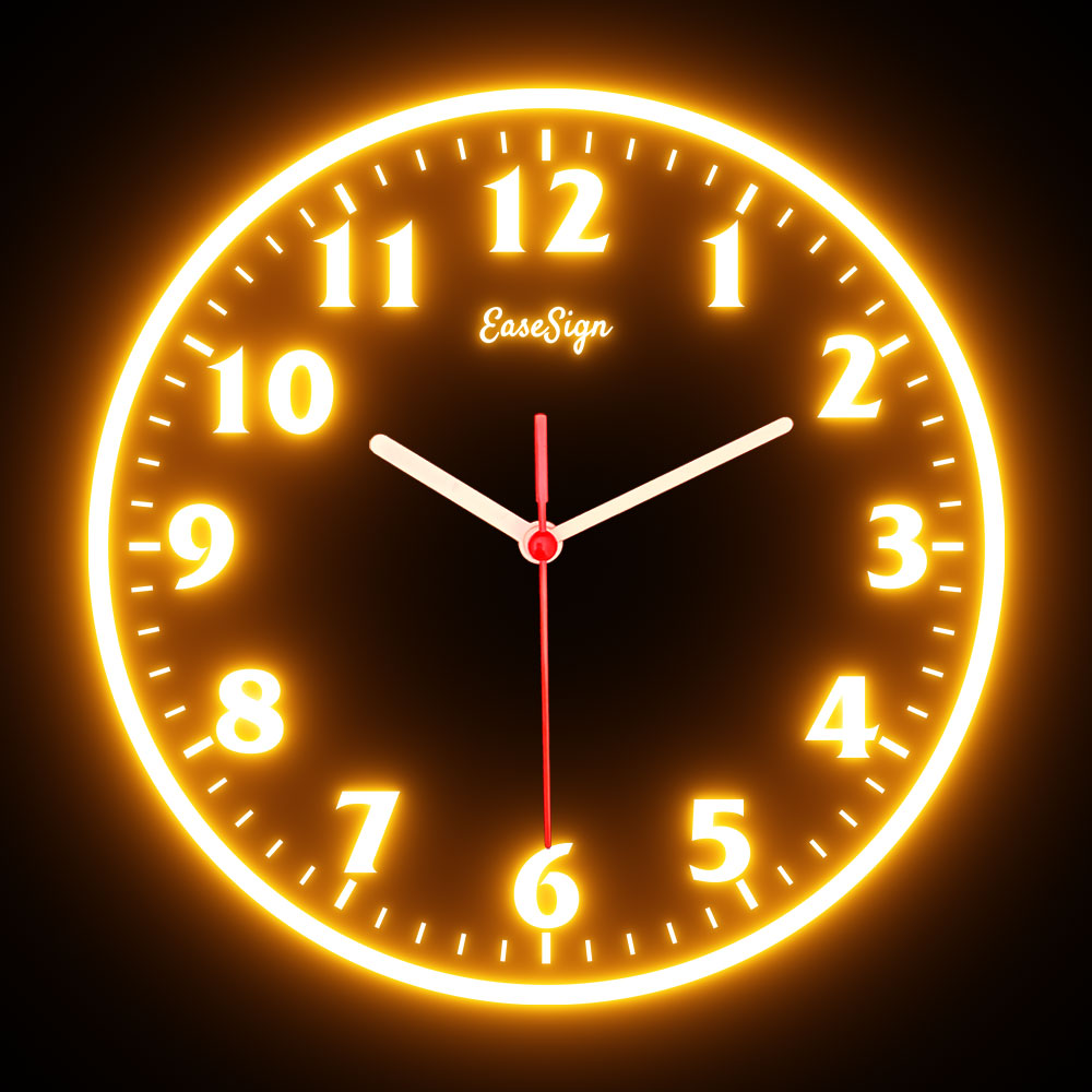 25ck0020 EaseSign Home Decor LED Light Flexible Flex illuminated Neon Wall Clock 7 Colors 10"