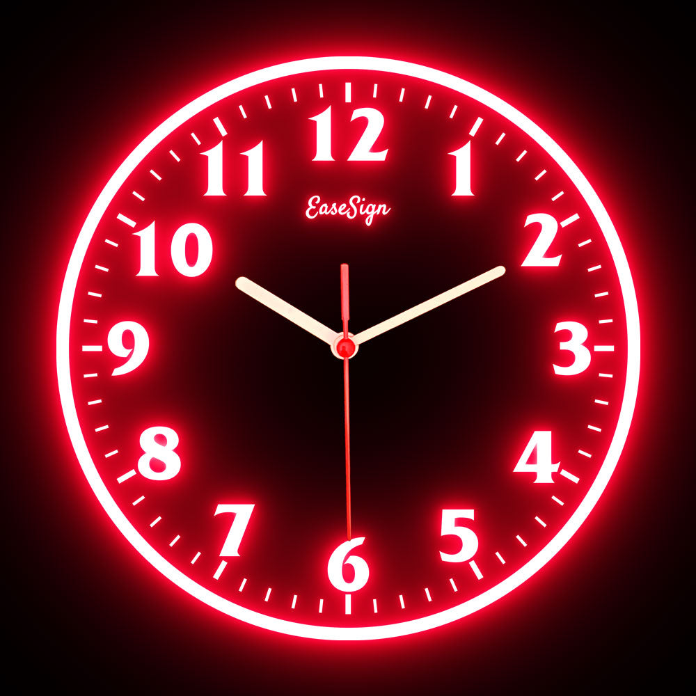 25ck0020 EaseSign Home Decor LED Light Flexible Flex illuminated Neon Wall Clock 7 Colors 10"