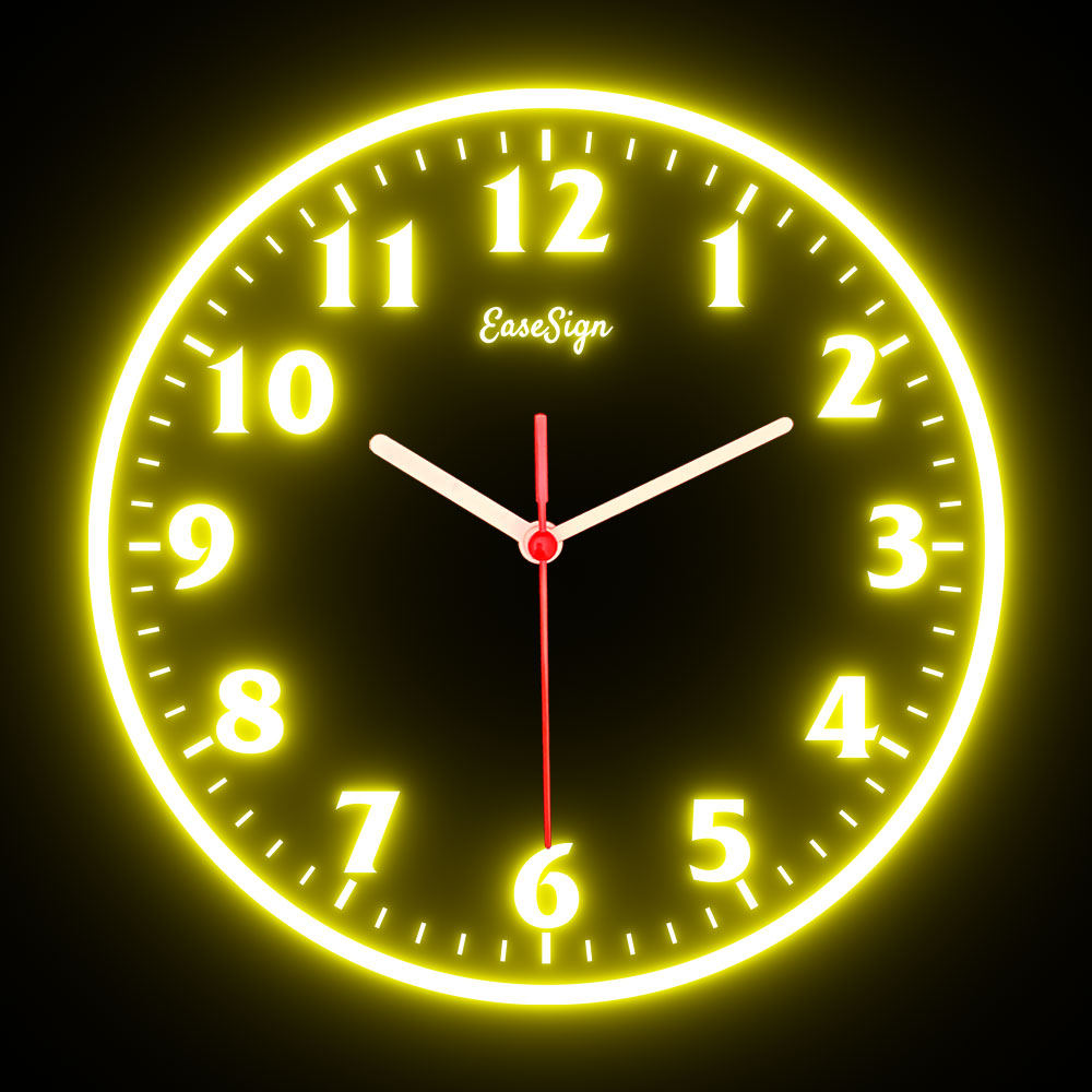 25ck0020 EaseSign Home Decor LED Light Flexible Flex illuminated Neon Wall Clock 7 Colors 10"