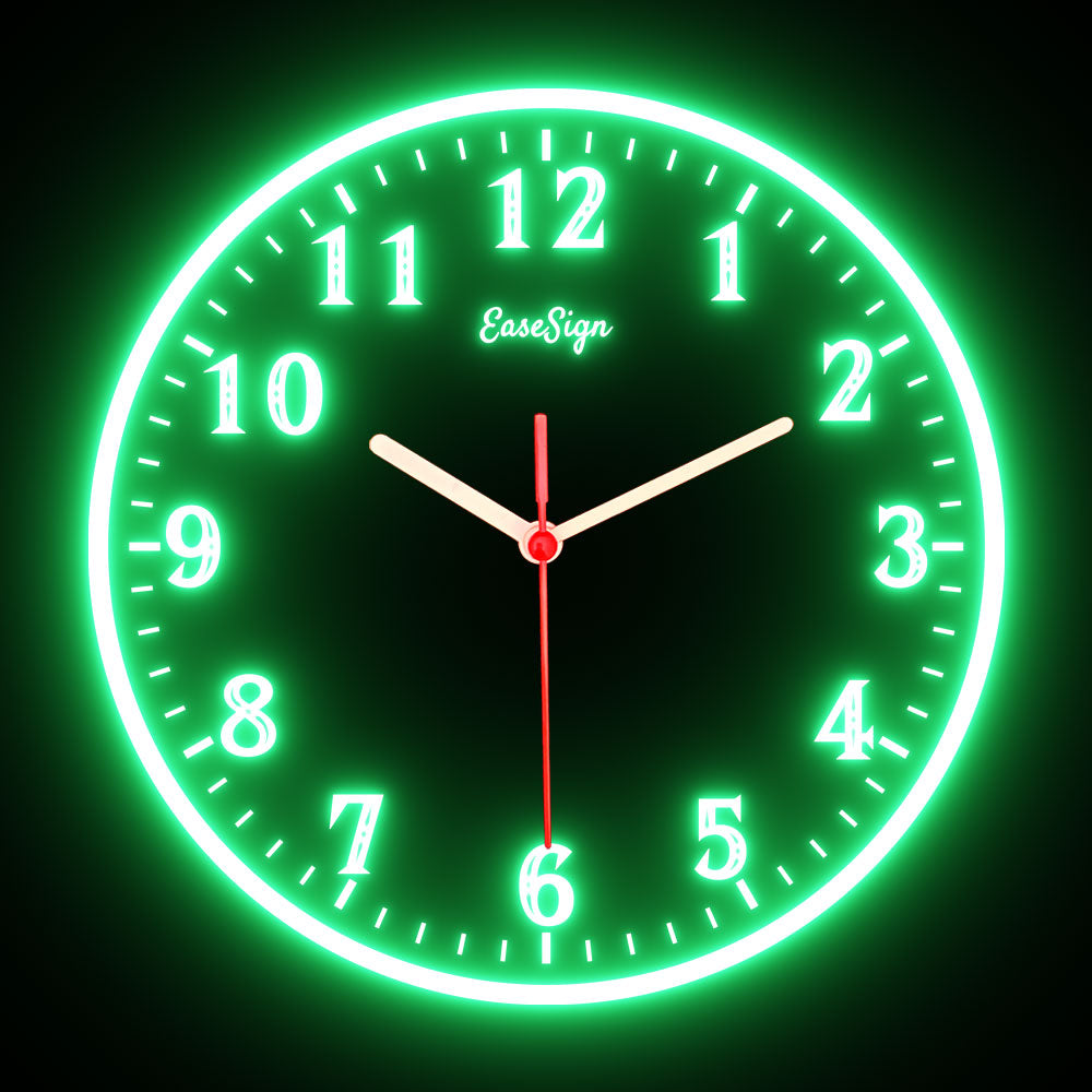 25ck0021 EaseSign Home Decor LED Light Flexible Flex illuminated Neon Wall Clock 7 Colors 10"