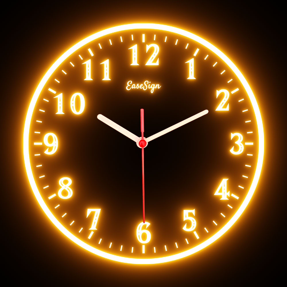 25ck0021 EaseSign Home Decor LED Light Flexible Flex illuminated Neon Wall Clock 7 Colors 10"