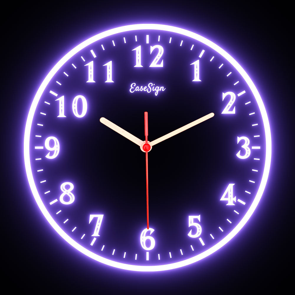 25ck0021 EaseSign Home Decor LED Light Flexible Flex illuminated Neon Wall Clock 7 Colors 10"