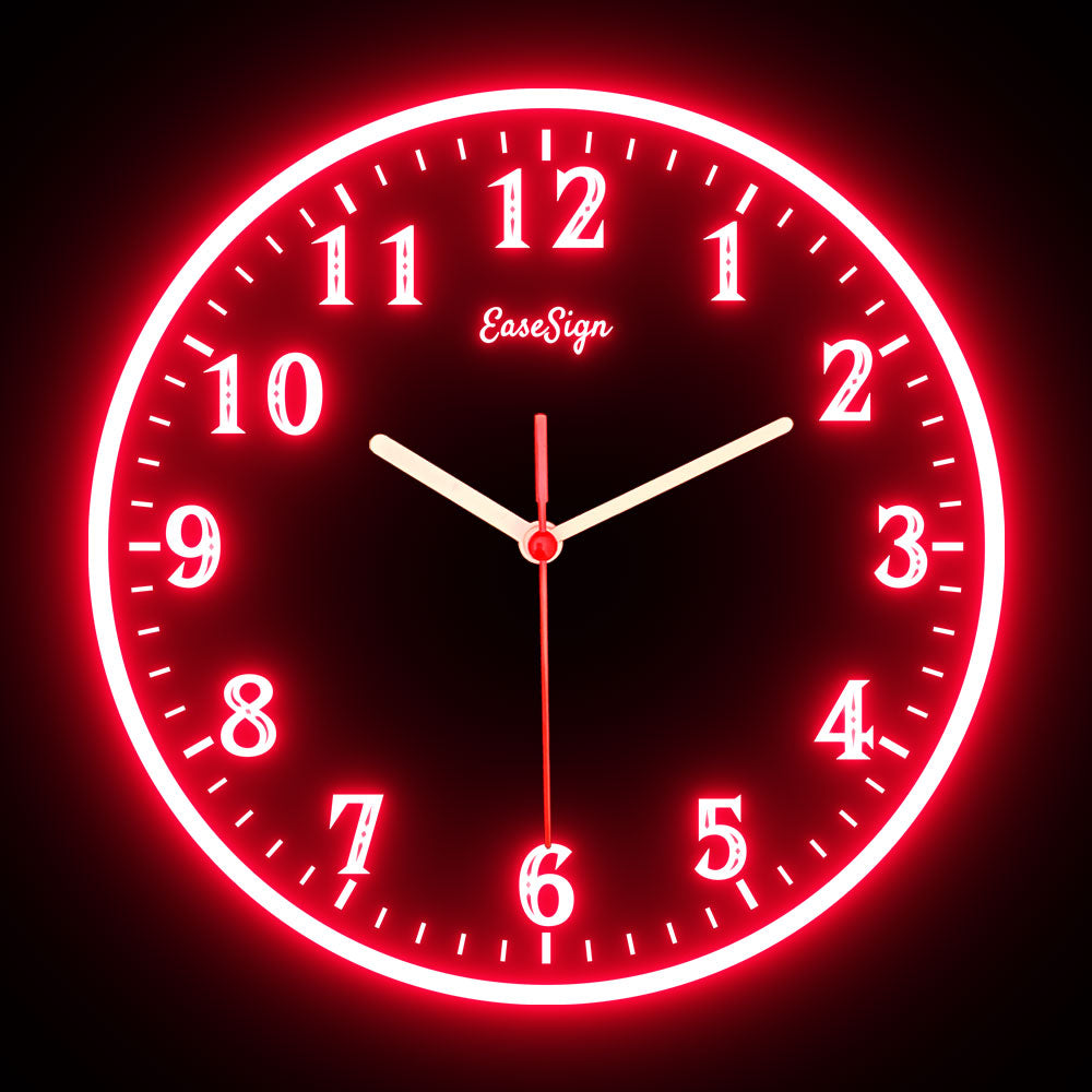 25ck0021 EaseSign Home Decor LED Light Flexible Flex illuminated Neon Wall Clock 7 Colors 10"