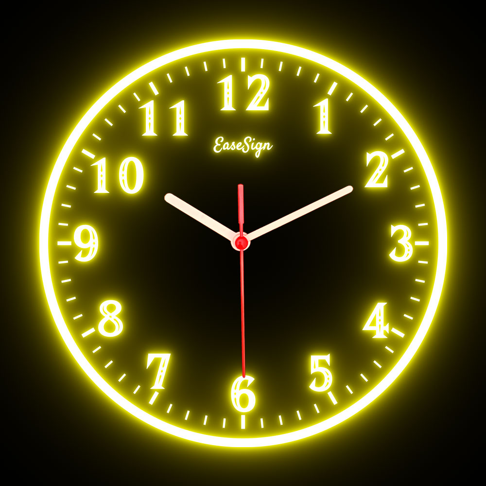 25ck0021 EaseSign Home Decor LED Light Flexible Flex illuminated Neon Wall Clock 7 Colors 10"