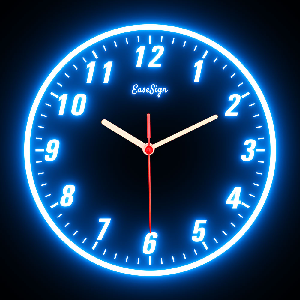 25ck0022 EaseSign Home Decor LED Light Flexible Flex illuminated Neon Wall Clock 7 Colors 10"