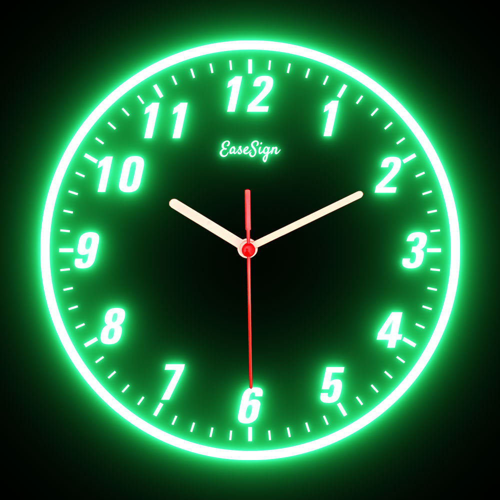 25ck0022 EaseSign Home Decor LED Light Flexible Flex illuminated Neon Wall Clock 7 Colors 10"
