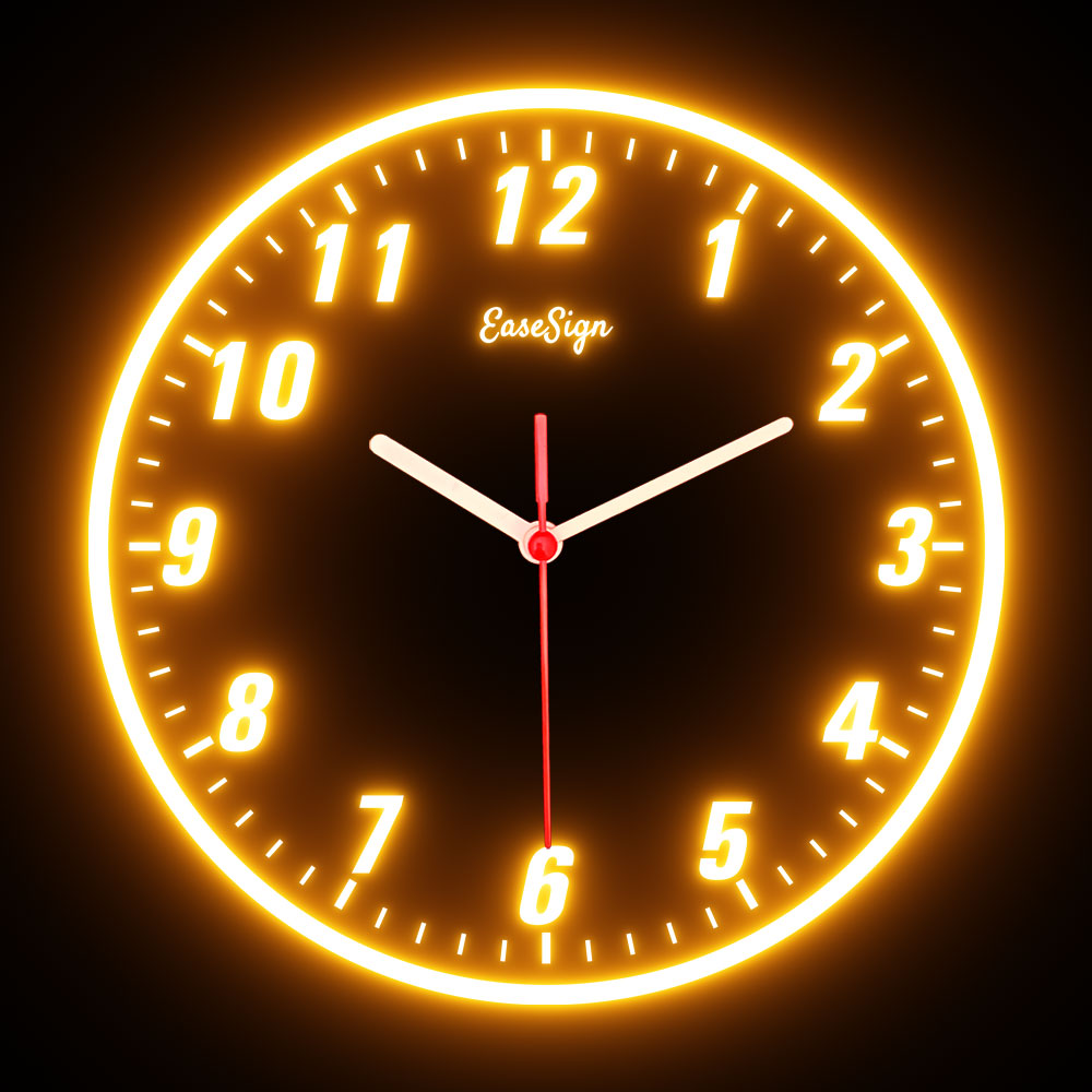 25ck0022 EaseSign Home Decor LED Light Flexible Flex illuminated Neon Wall Clock 7 Colors 10"
