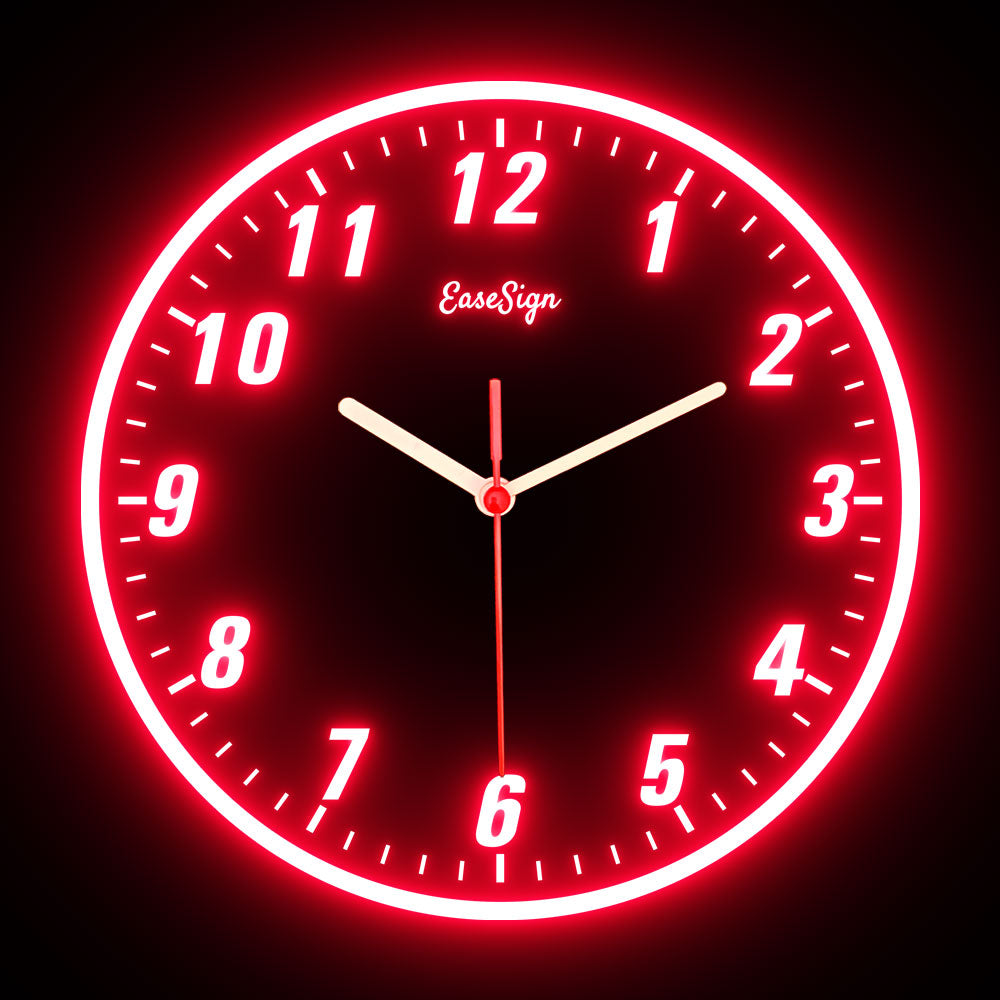 25ck0022 EaseSign Home Decor LED Light Flexible Flex illuminated Neon Wall Clock 7 Colors 10"