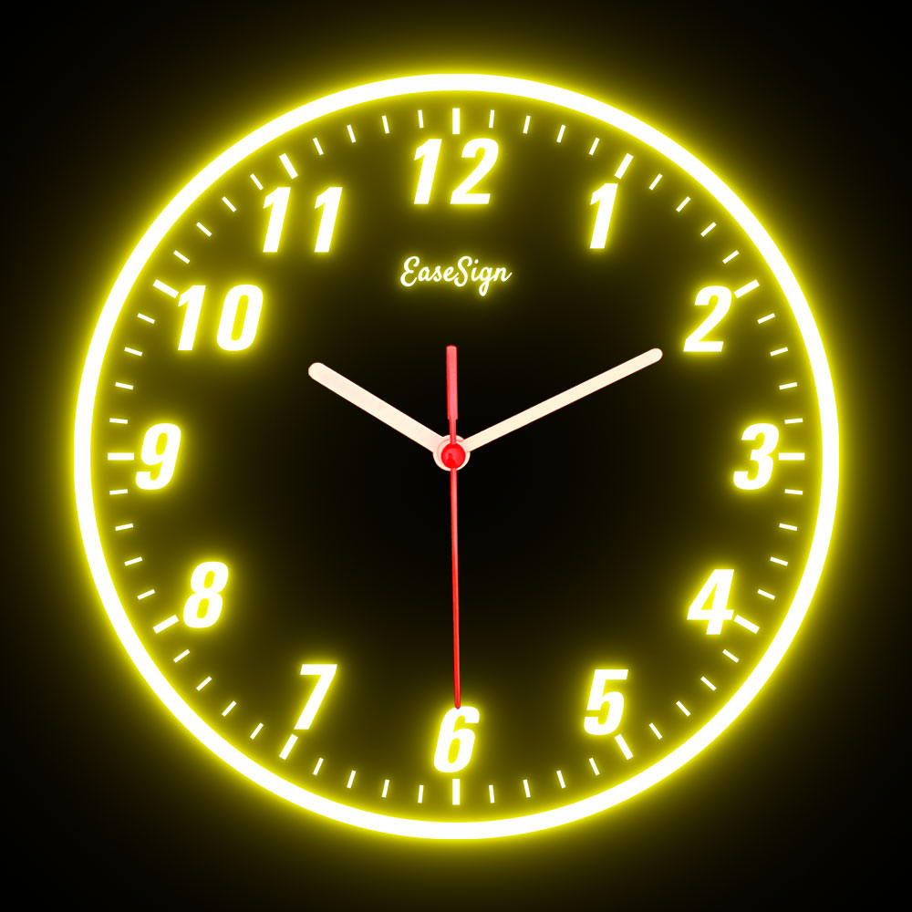 25ck0022 EaseSign Home Decor LED Light Flexible Flex illuminated Neon Wall Clock 7 Colors 10"