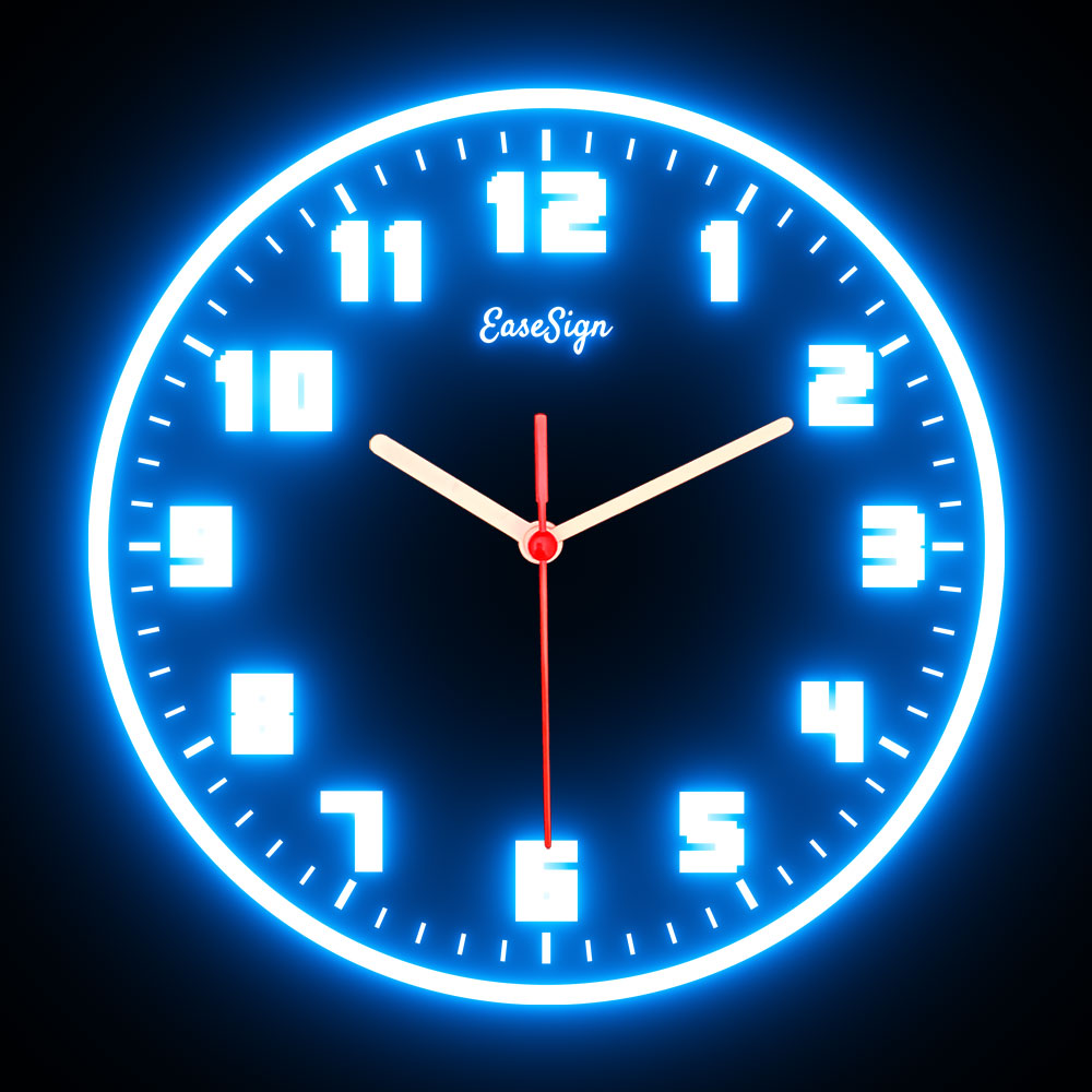 25ck0023 EaseSign Home Decor LED Light Flexible Flex illuminated Neon Wall Clock 7 Colors 10"