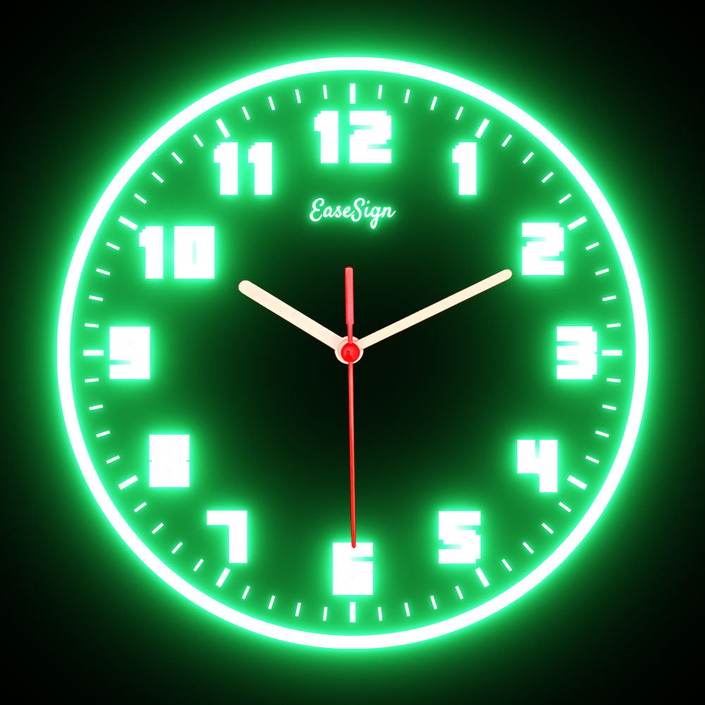 25ck0023 EaseSign Home Decor LED Light Flexible Flex illuminated Neon Wall Clock 7 Colors 10"