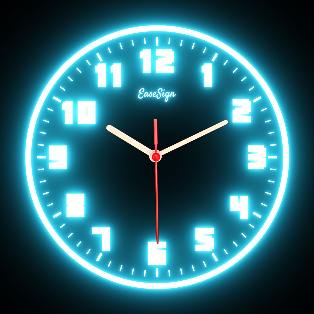 25ck0023 EaseSign Home Decor LED Light Flexible Flex illuminated Neon Wall Clock 7 Colors 10"