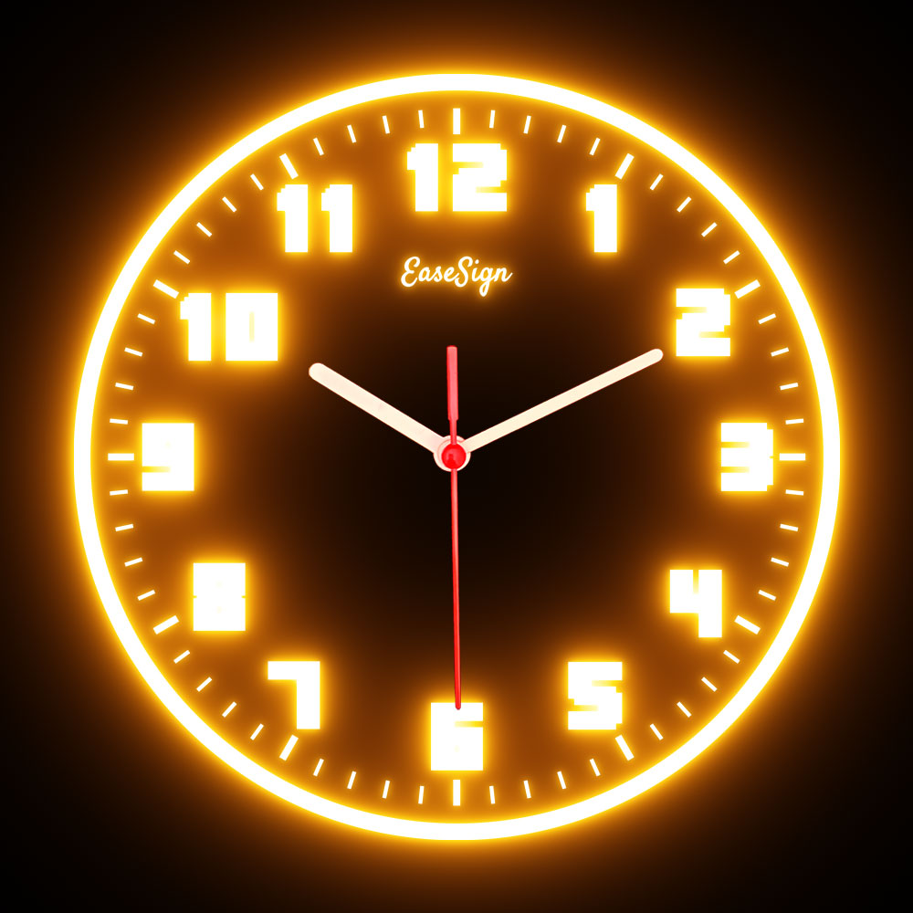 25ck0023 EaseSign Home Decor LED Light Flexible Flex illuminated Neon Wall Clock 7 Colors 10"