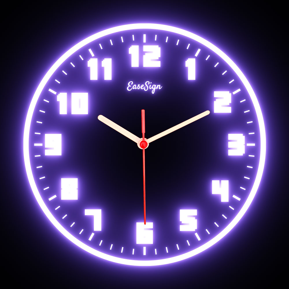 25ck0023 EaseSign Home Decor LED Light Flexible Flex illuminated Neon Wall Clock 7 Colors 10"