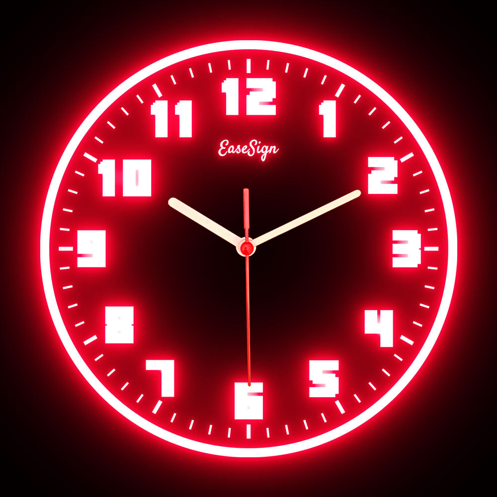 25ck0023 EaseSign Home Decor LED Light Flexible Flex illuminated Neon Wall Clock 7 Colors 10"