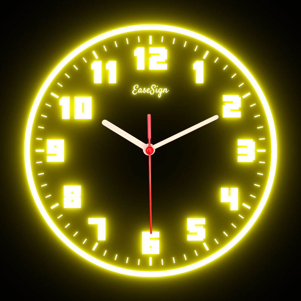 25ck0023 EaseSign Home Decor LED Light Flexible Flex illuminated Neon Wall Clock 7 Colors 10"