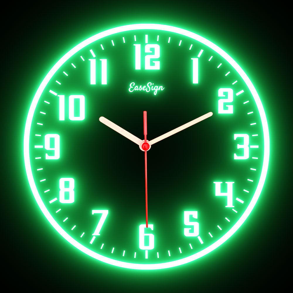 25ck0025 EaseSign Home Decor LED Light Flexible Flex illuminated Neon Wall Clock 7 Colors 10"