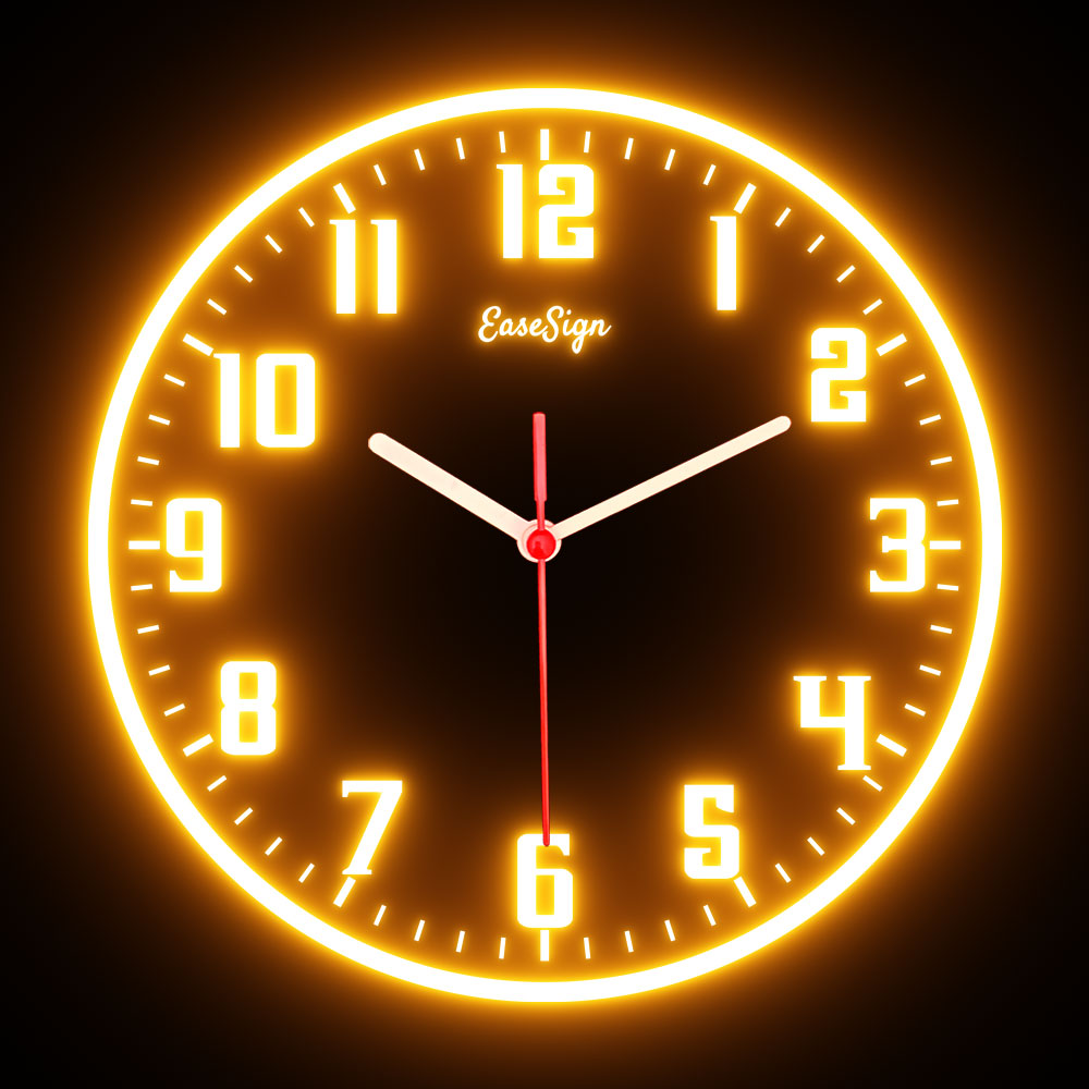 25ck0025 EaseSign Home Decor LED Light Flexible Flex illuminated Neon Wall Clock 7 Colors 10"