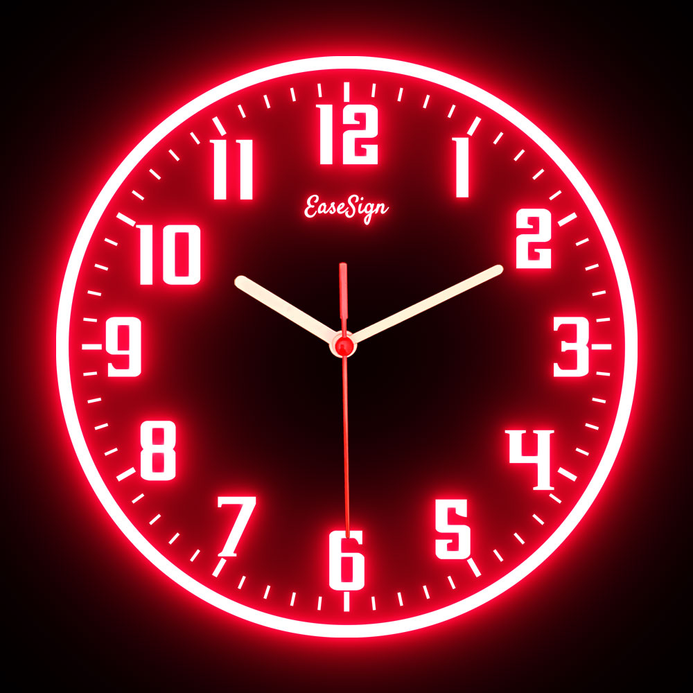 25ck0025 EaseSign Home Decor LED Light Flexible Flex illuminated Neon Wall Clock 7 Colors 10"