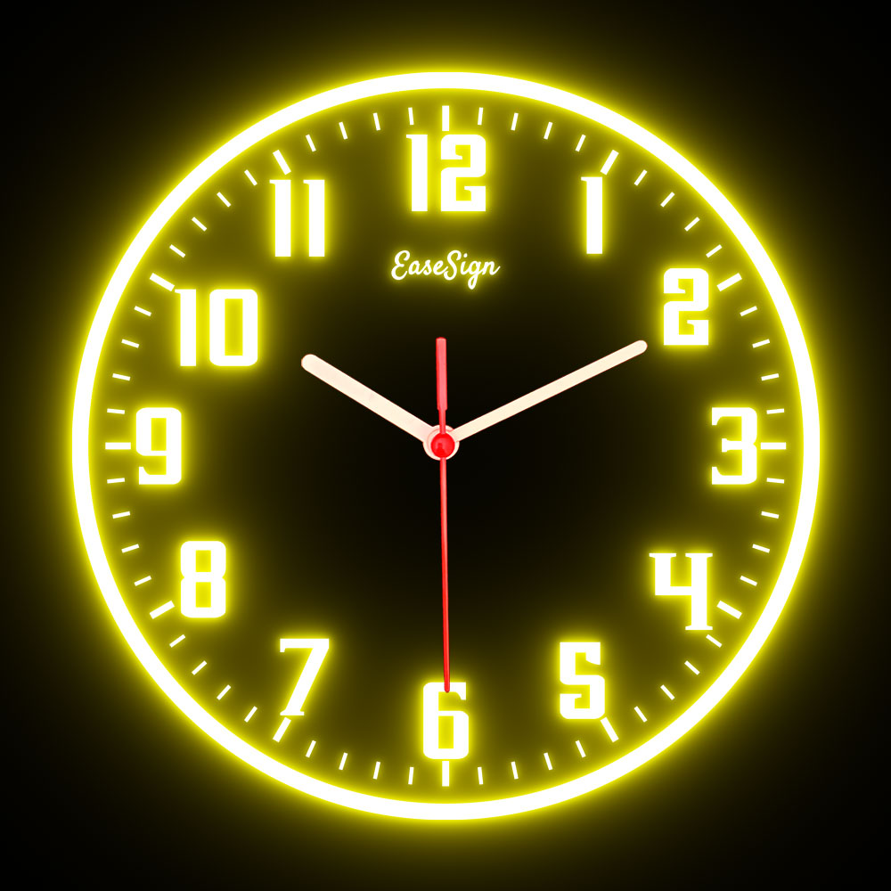 25ck0025 EaseSign Home Decor LED Light Flexible Flex illuminated Neon Wall Clock 7 Colors 10"