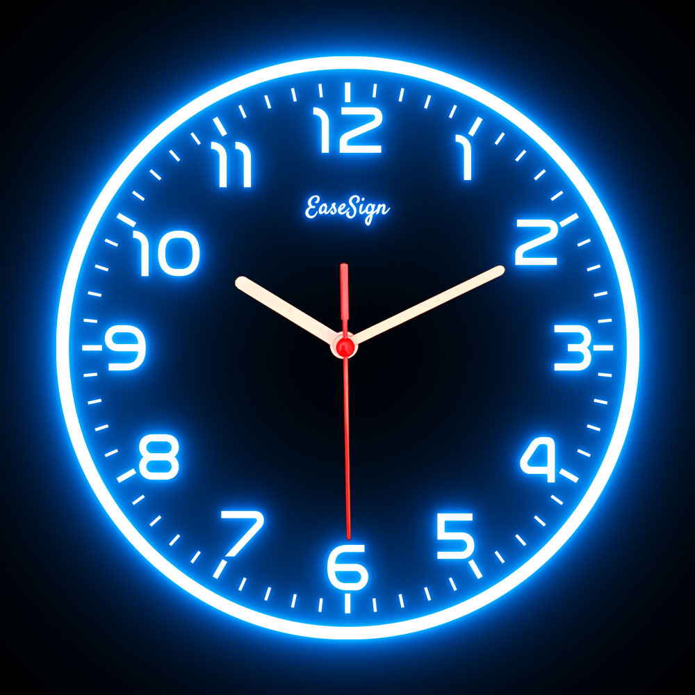25ck0026 EaseSign Home Decor LED Light Flexible Flex illuminated Neon Wall Clock 7 Colors 10"