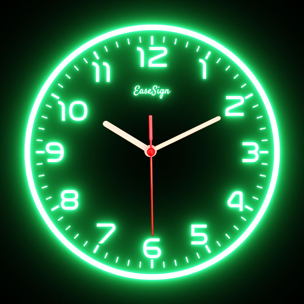 25ck0026 EaseSign Home Decor LED Light Flexible Flex illuminated Neon Wall Clock 7 Colors 10"