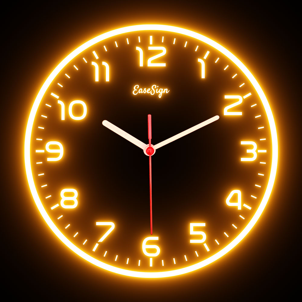 25ck0026 EaseSign Home Decor LED Light Flexible Flex illuminated Neon Wall Clock 7 Colors 10"