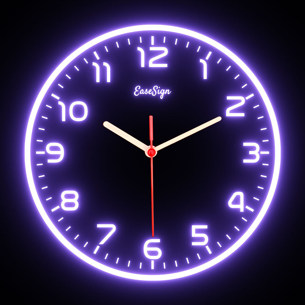 25ck0026 EaseSign Home Decor LED Light Flexible Flex illuminated Neon Wall Clock 7 Colors 10"