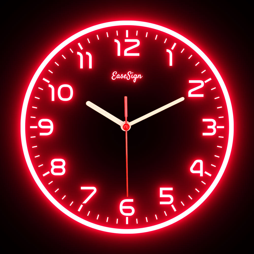 25ck0026 EaseSign Home Decor LED Light Flexible Flex illuminated Neon Wall Clock 7 Colors 10"