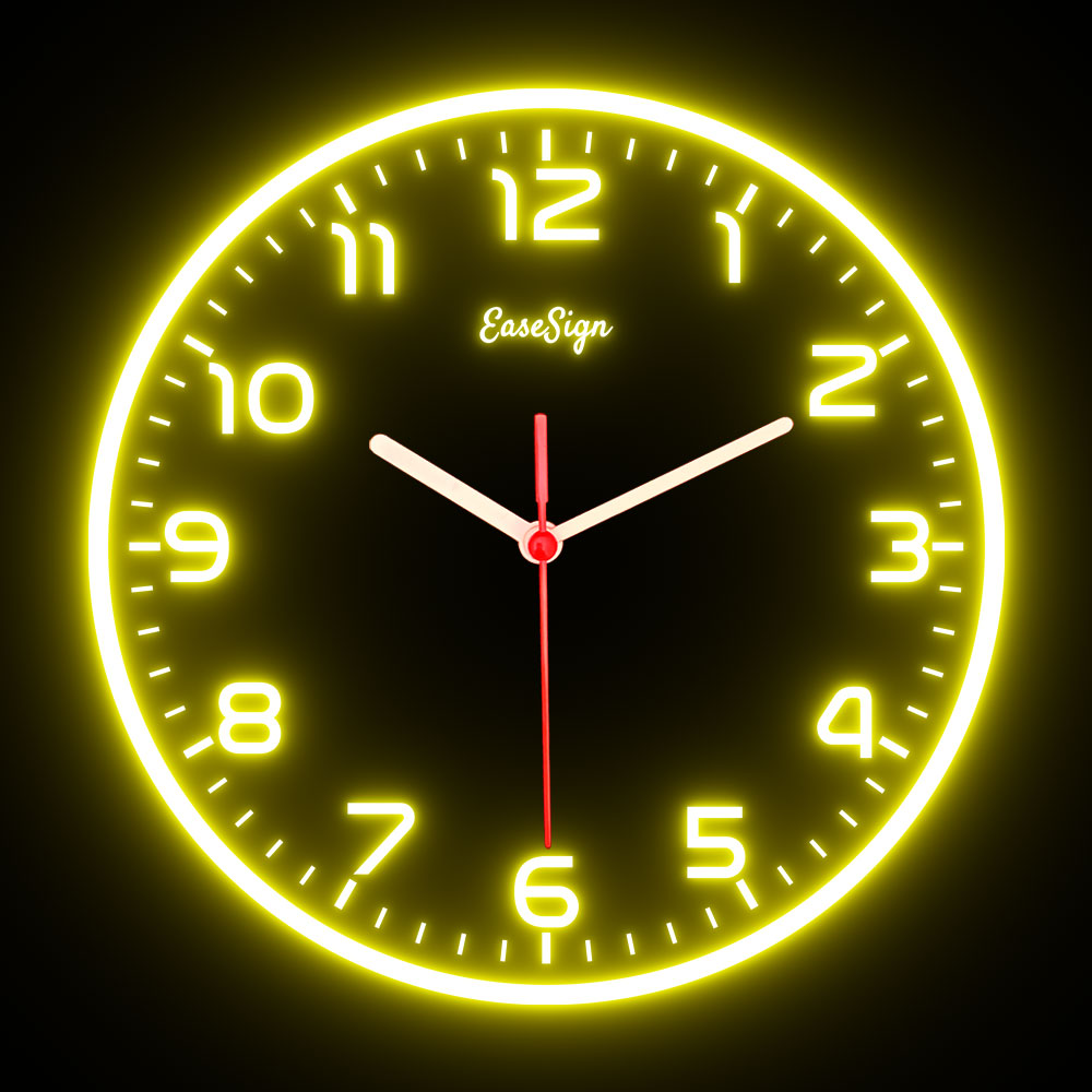 25ck0026 EaseSign Home Decor LED Light Flexible Flex illuminated Neon Wall Clock 7 Colors 10"