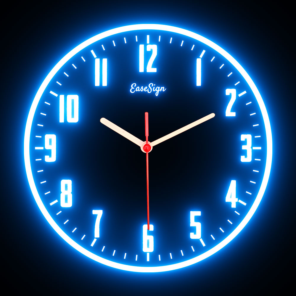 25ck0027 EaseSign Home Decor LED Light Flexible Flex illuminated Neon Wall Clock 7 Colors 10"