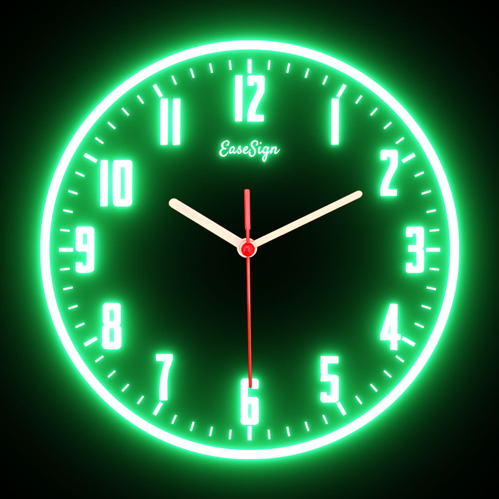 25ck0027 EaseSign Home Decor LED Light Flexible Flex illuminated Neon Wall Clock 7 Colors 10"