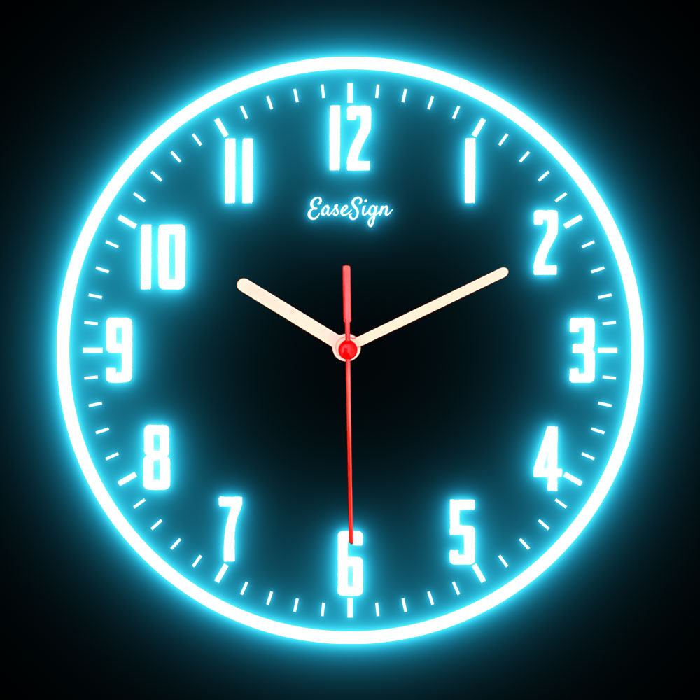 25ck0027 EaseSign Home Decor LED Light Flexible Flex illuminated Neon Wall Clock 7 Colors 10"
