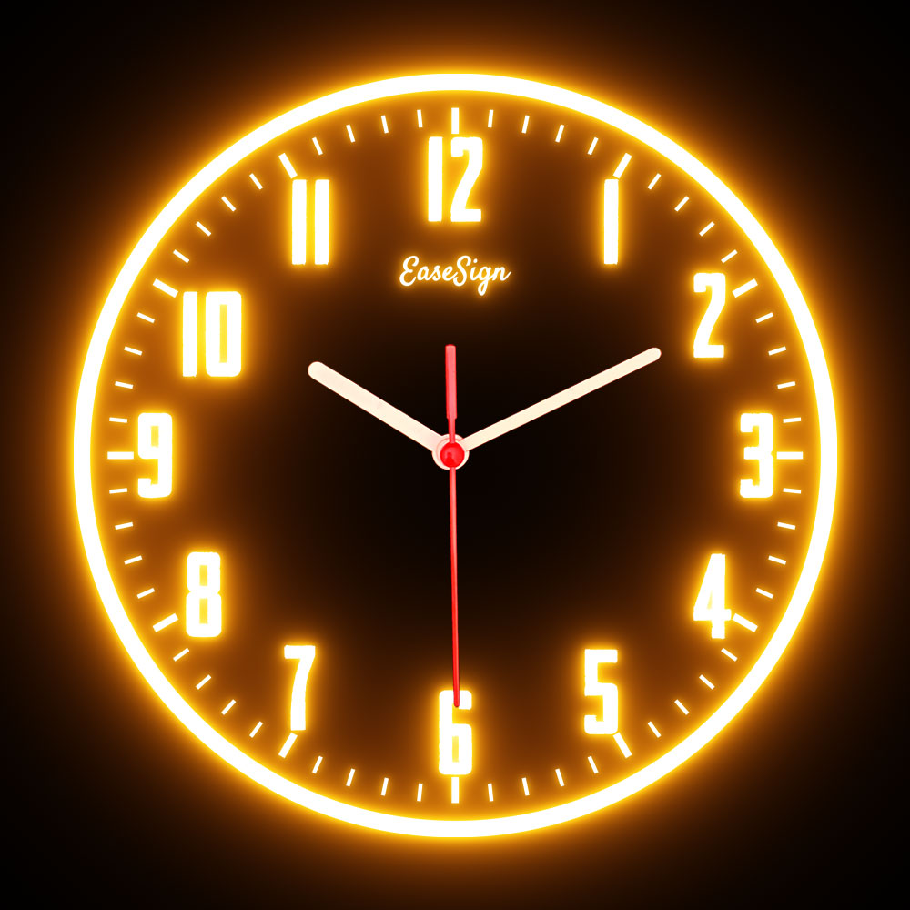 25ck0027 EaseSign Home Decor LED Light Flexible Flex illuminated Neon Wall Clock 7 Colors 10"
