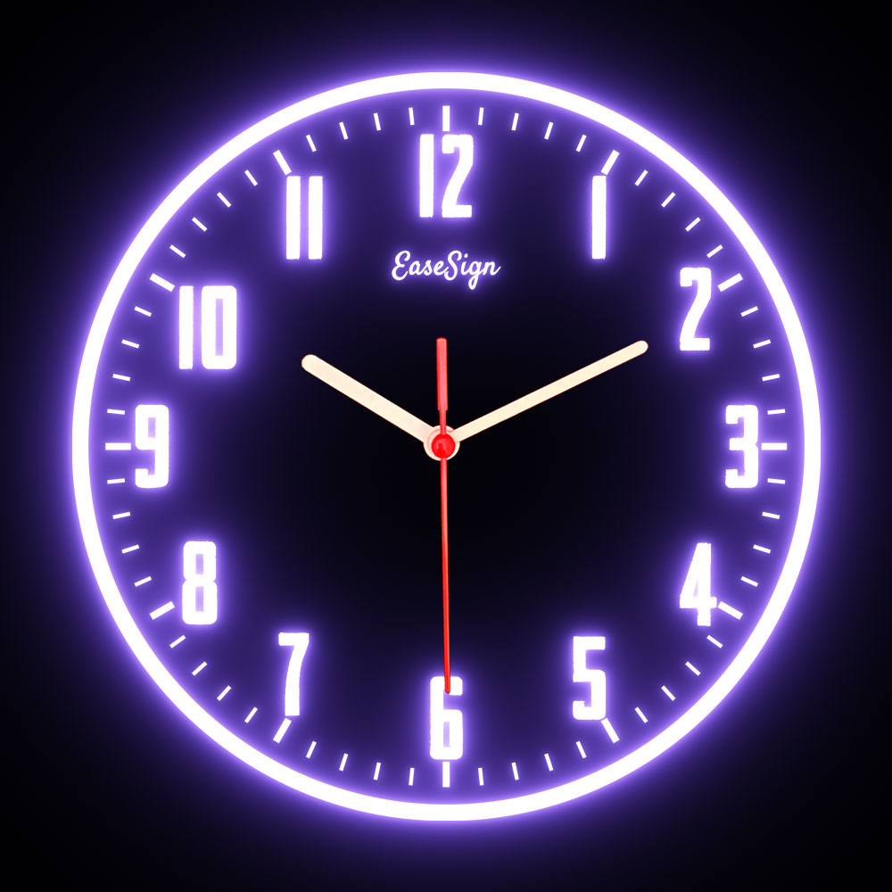 25ck0027 EaseSign Home Decor LED Light Flexible Flex illuminated Neon Wall Clock 7 Colors 10"