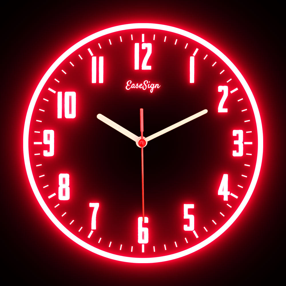 25ck0027 EaseSign Home Decor LED Light Flexible Flex illuminated Neon Wall Clock 7 Colors 10"