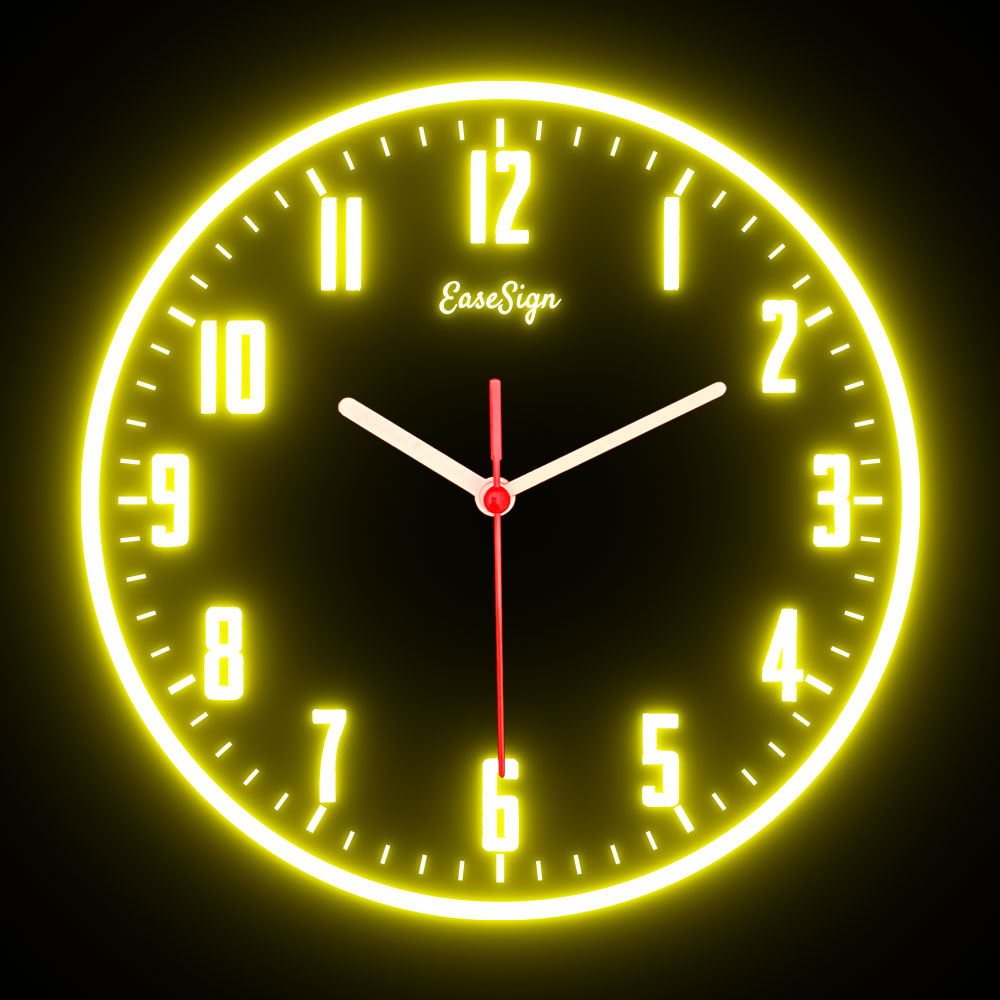 25ck0027 EaseSign Home Decor LED Light Flexible Flex illuminated Neon Wall Clock 7 Colors 10"