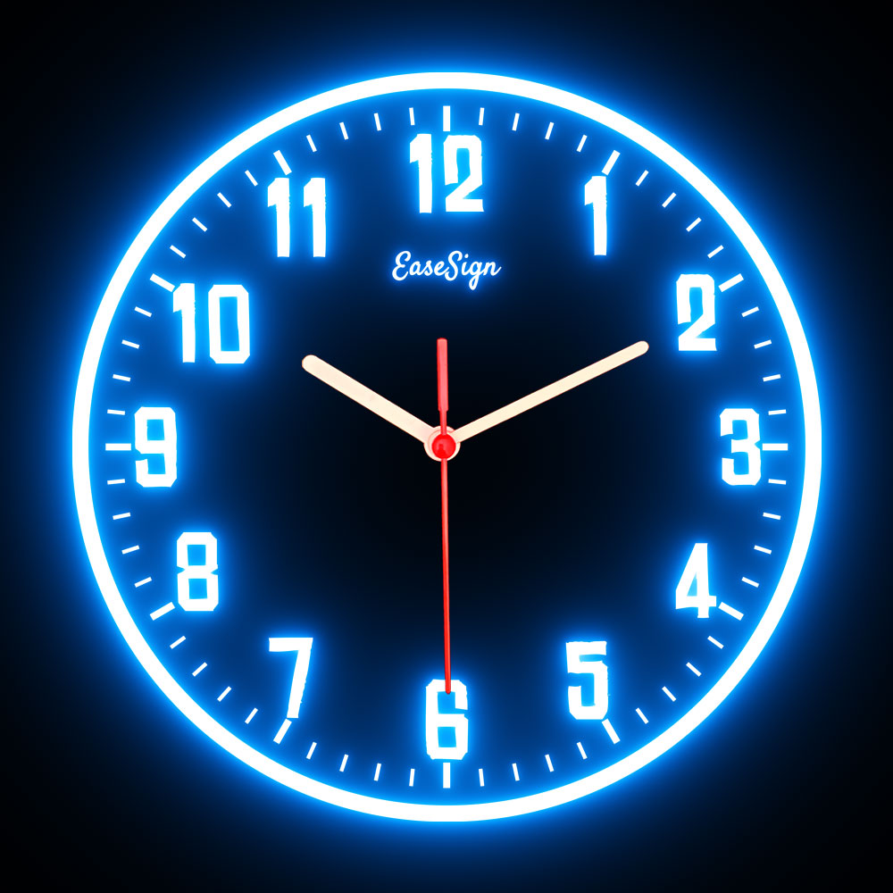 25ck0028 EaseSign Home Decor LED Light Flexible Flex illuminated Neon Wall Clock 7 Colors 10"