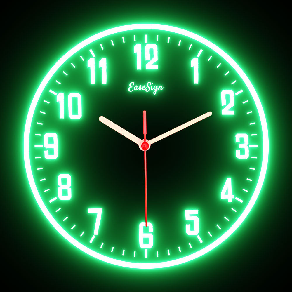25ck0028 EaseSign Home Decor LED Light Flexible Flex illuminated Neon Wall Clock 7 Colors 10"