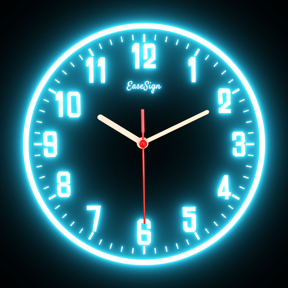 25ck0028 EaseSign Home Decor LED Light Flexible Flex illuminated Neon Wall Clock 7 Colors 10"