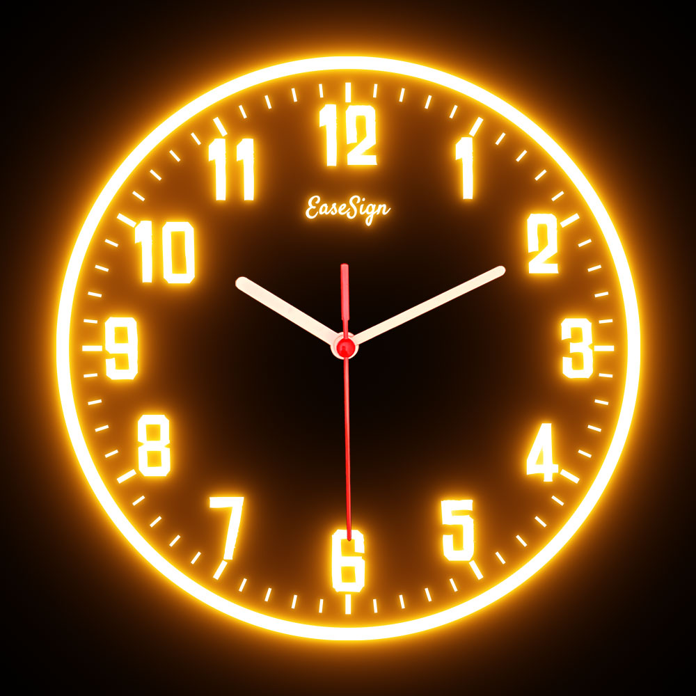 25ck0028 EaseSign Home Decor LED Light Flexible Flex illuminated Neon Wall Clock 7 Colors 10"