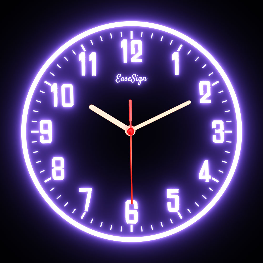 25ck0028 EaseSign Home Decor LED Light Flexible Flex illuminated Neon Wall Clock 7 Colors 10"