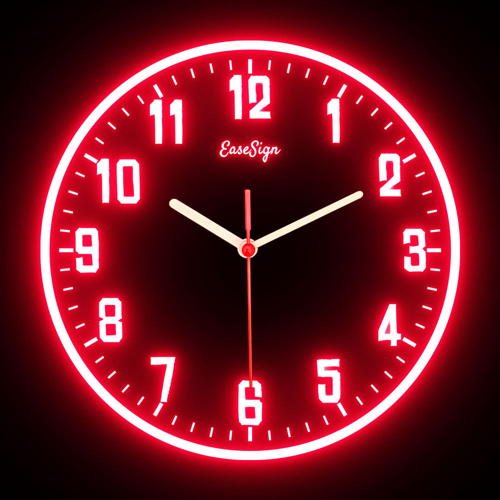 25ck0028 EaseSign Home Decor LED Light Flexible Flex illuminated Neon Wall Clock 7 Colors 10"