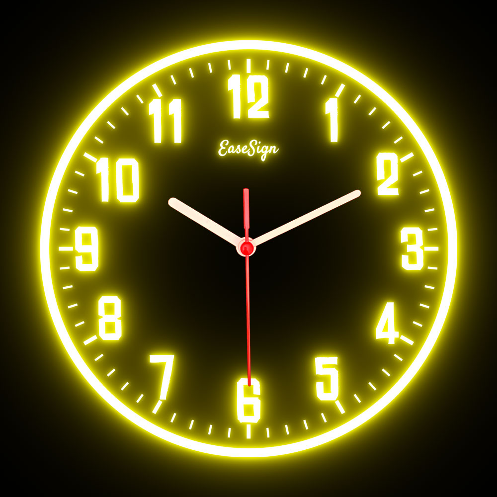 25ck0028 EaseSign Home Decor LED Light Flexible Flex illuminated Neon Wall Clock 7 Colors 10"