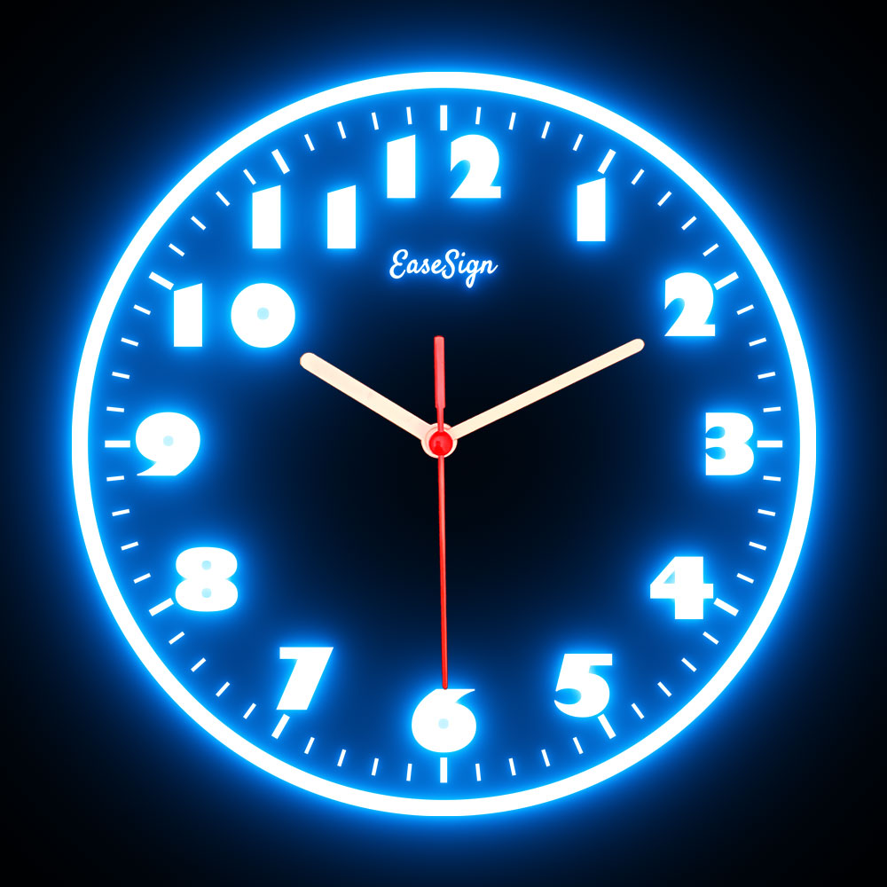 25ck0029 EaseSign Home Decor LED Light Flexible Flex illuminated Neon Wall Clock 7 Colors 10"