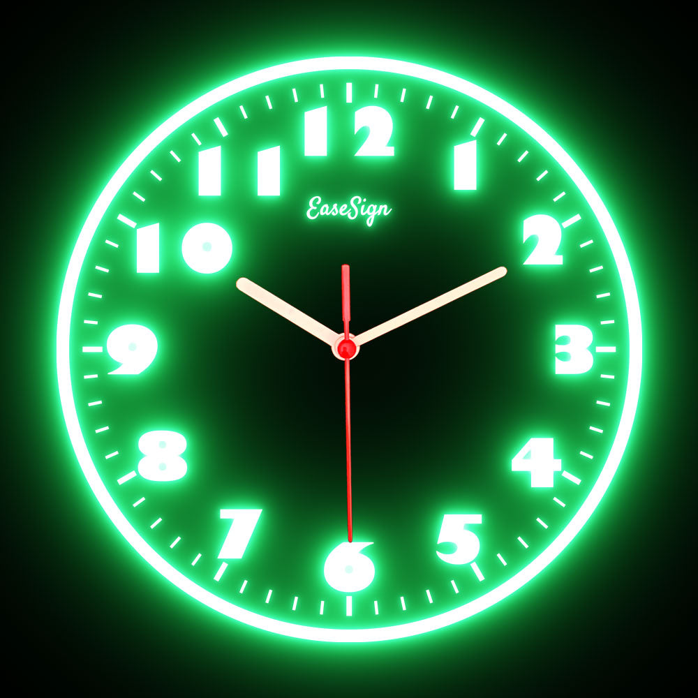 25ck0029 EaseSign Home Decor LED Light Flexible Flex illuminated Neon Wall Clock 7 Colors 10"