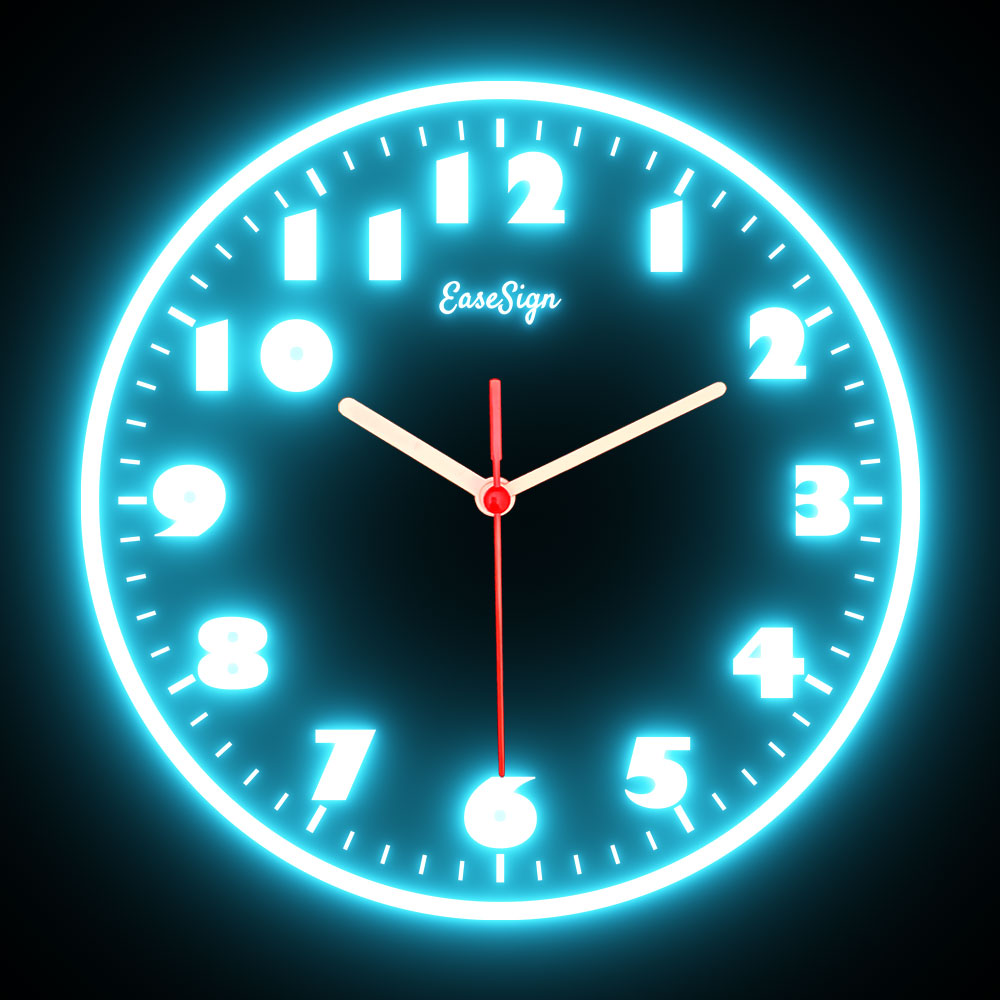 25ck0029 EaseSign Home Decor LED Light Flexible Flex illuminated Neon Wall Clock 7 Colors 10"
